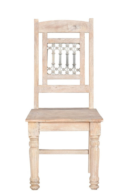 Set of Two White Wood Slat Back Dining Side Chairs