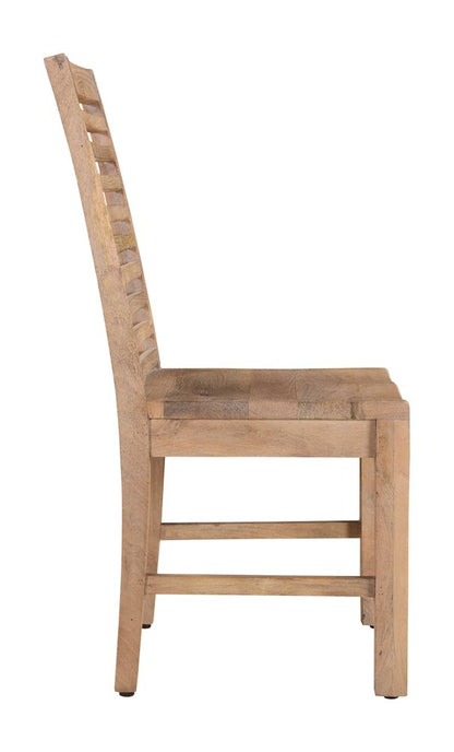 Set of Two Brown Solid Wood Ladder Back Dining Side Chairs
