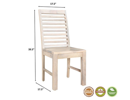 Set of Two White Wood Ladder Back Dining Side Chairs