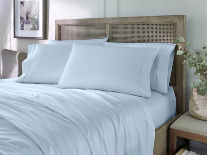 Six Piece Powder Blue Tencel Lyocell Queen Sheet Set