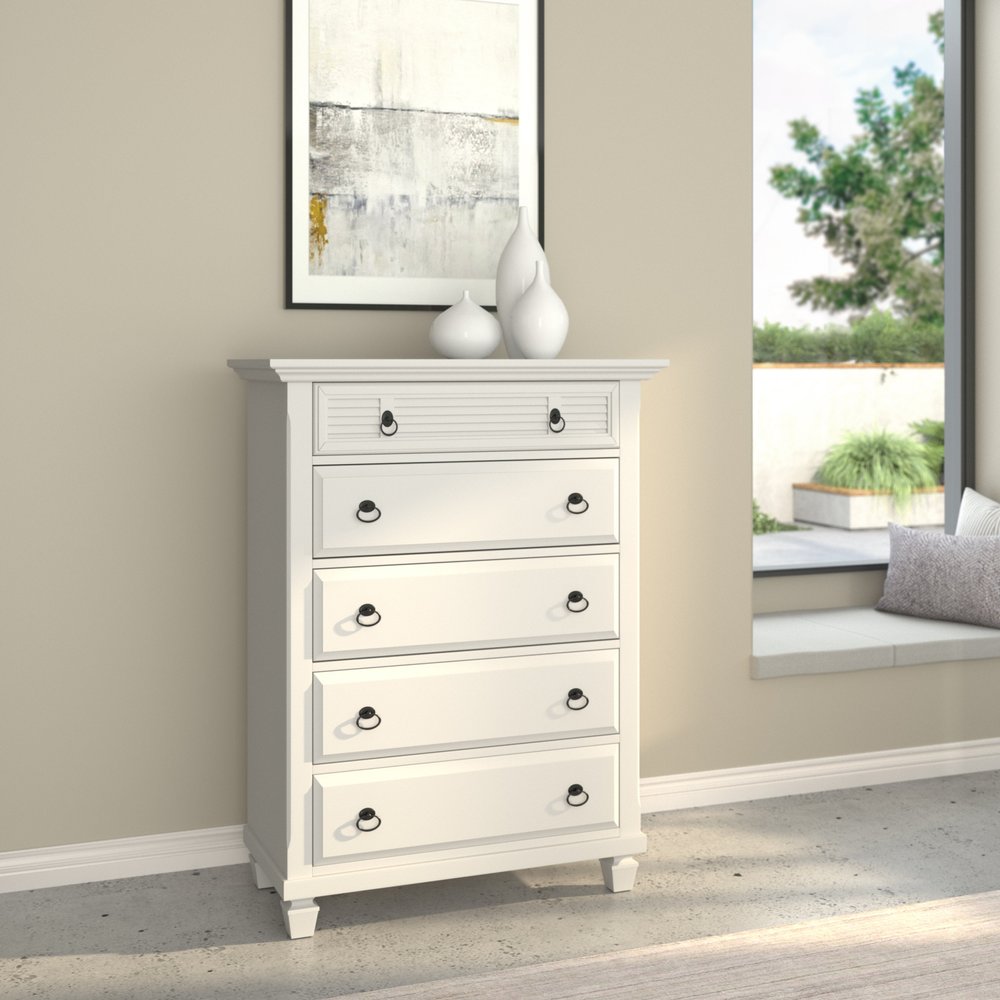 62" White Solid Wood Six Drawer Double Dresser
