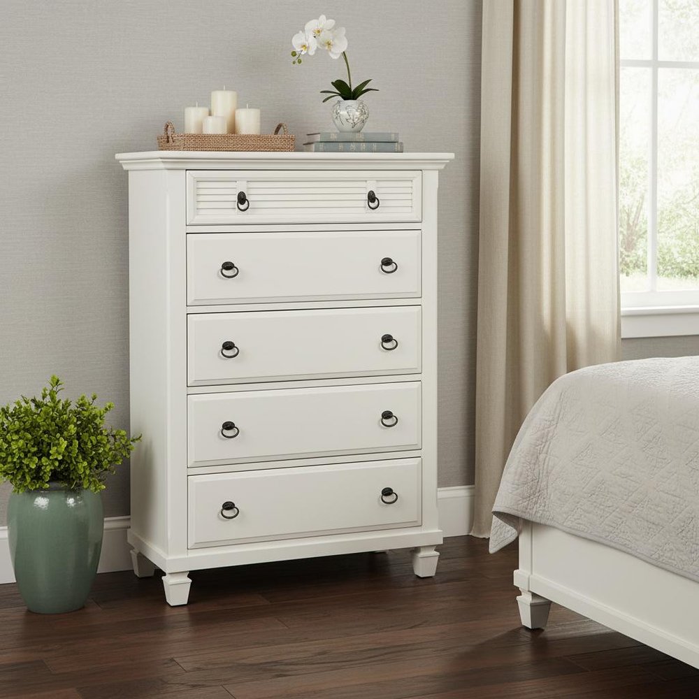 62" White Solid Wood Six Drawer Double Dresser