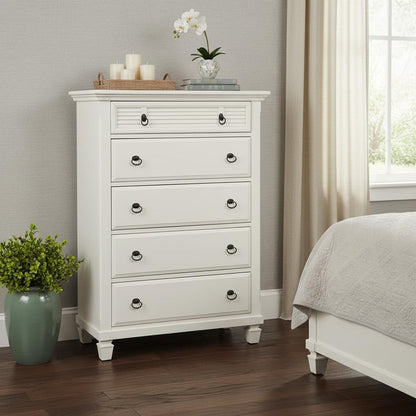62" White Solid Wood Six Drawer Double Dresser