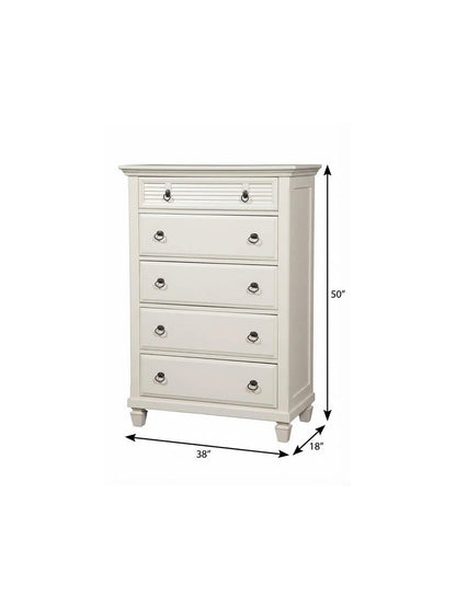62" White Solid Wood Six Drawer Double Dresser
