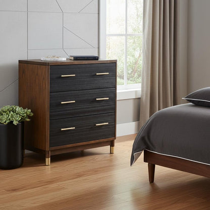62" Brown And Black Solid Wood Seven Drawer Double Dresser