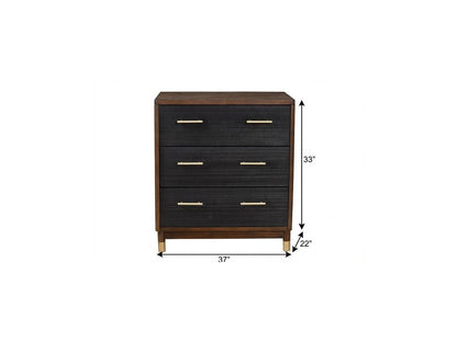 62" Brown And Black Solid Wood Seven Drawer Double Dresser