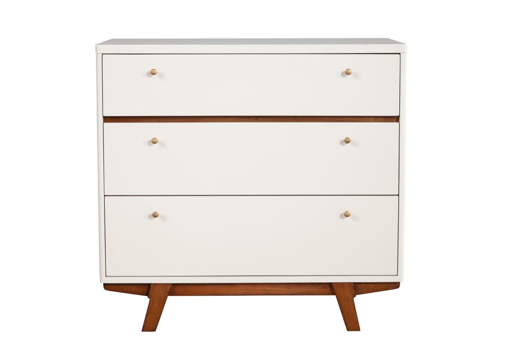 56" Brown And White Solid Wood Seven Drawer Double Dresser