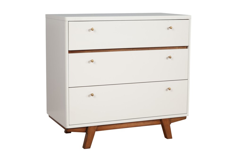 56" Brown And White Solid Wood Seven Drawer Double Dresser