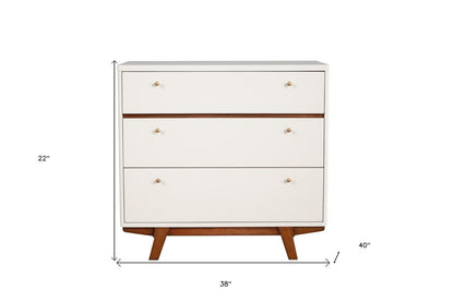 56" Brown And White Solid Wood Seven Drawer Double Dresser