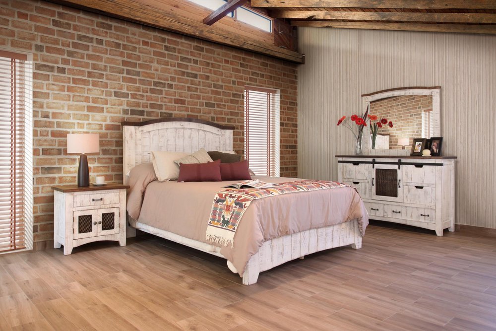 54" Brown And White Solid Wood Four Drawer Combo Dresser