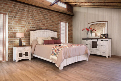 54" Brown And White Solid Wood Four Drawer Combo Dresser