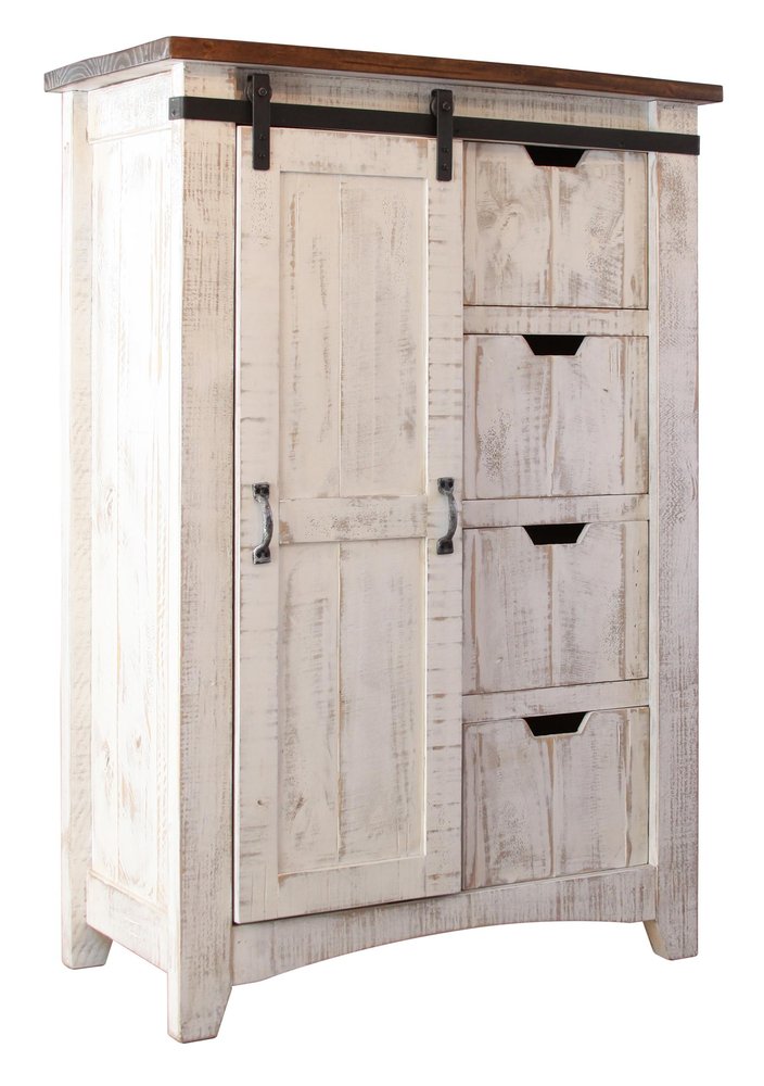 62" Antiqued White Solid Wood Six Drawer Triple Dresser