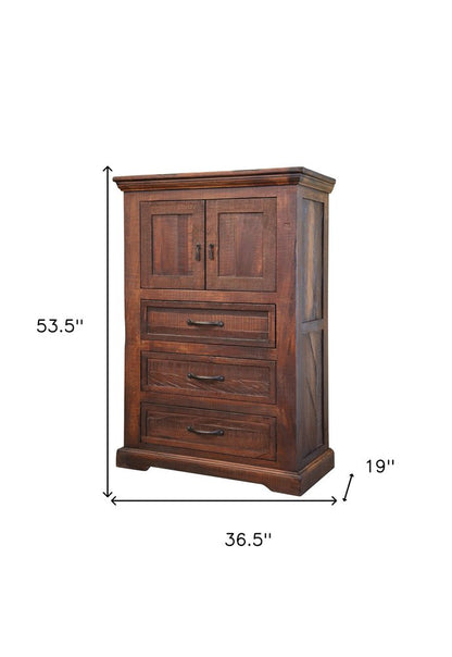 61" Brown Solid Wood Seven Drawer Double Dresser