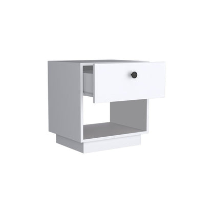 20" White Wood One Drawer Nightstand