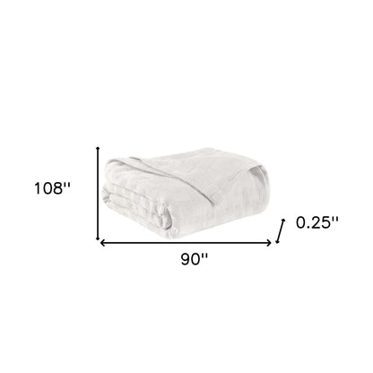 King White Cotton Basketweave Geometric Blanket
