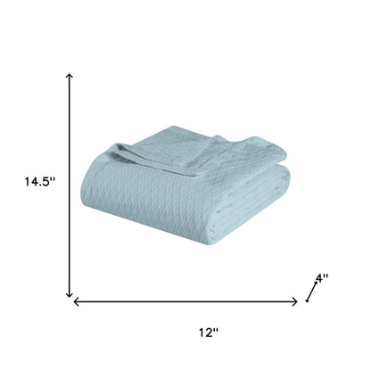 California King Aqua Cotton Plain Weave Geometric Blanket