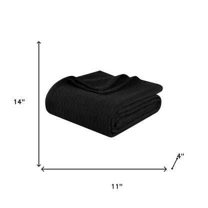 Queen Black Cotton Plain Weave Geometric Blanket