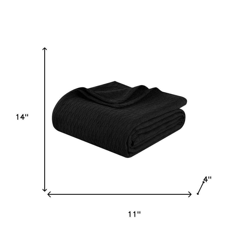 King Black Cotton Plain Weave Geometric Blanket