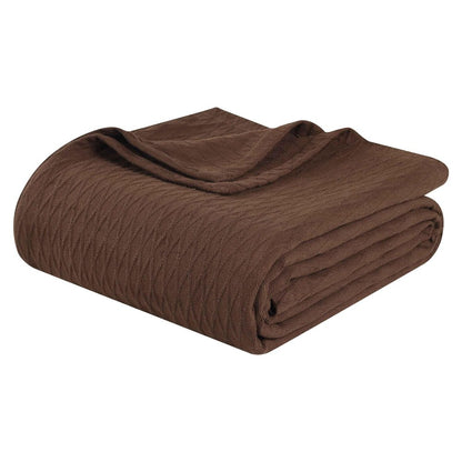 King Chocolate Cotton Plain Weave Geometric Blanket