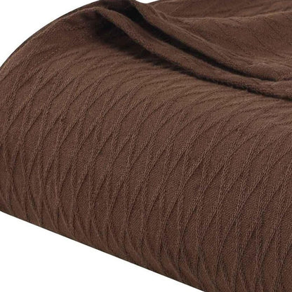 King Chocolate Cotton Plain Weave Geometric Blanket