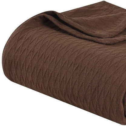 King Chocolate Cotton Plain Weave Geometric Blanket