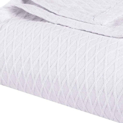 King White Cotton Plain Weave Geometric Blanket