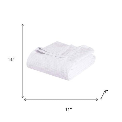 King White Cotton Plain Weave Geometric Blanket