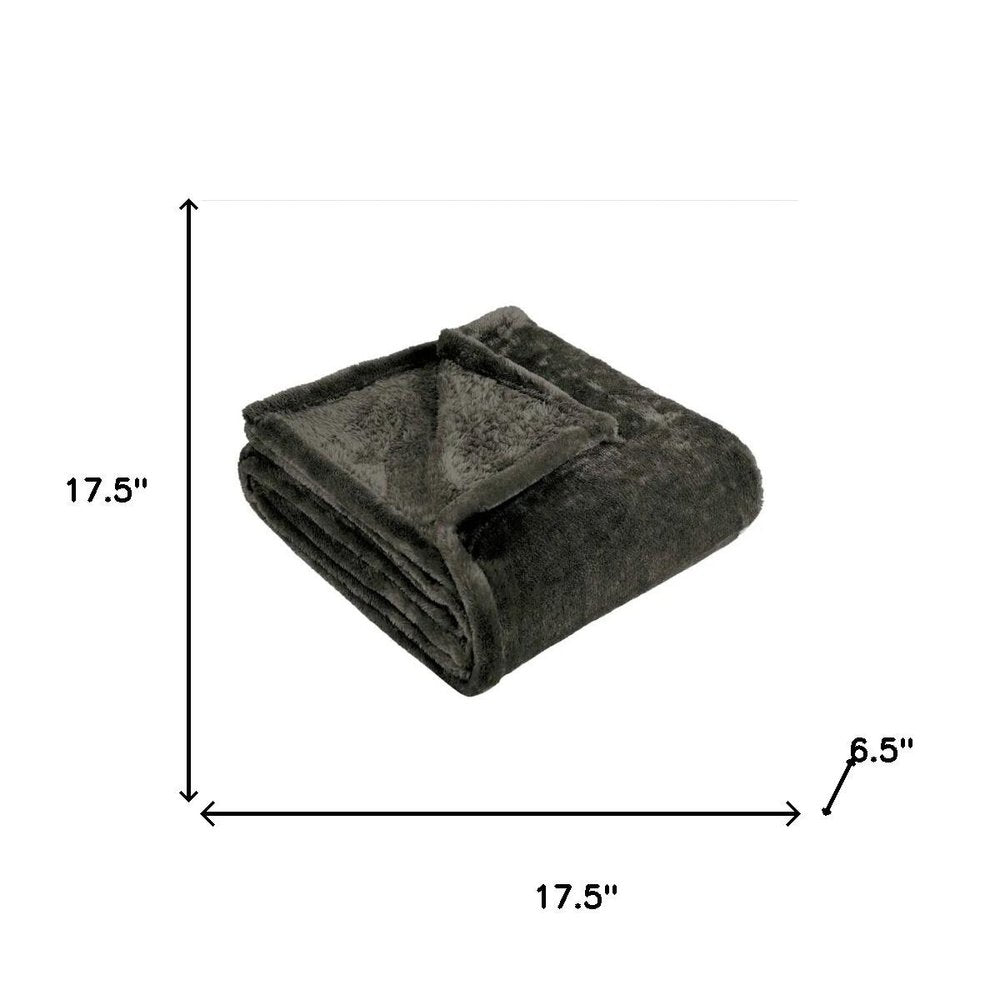 Queen Charcoal Fleece Plain Weave Plush Blanket