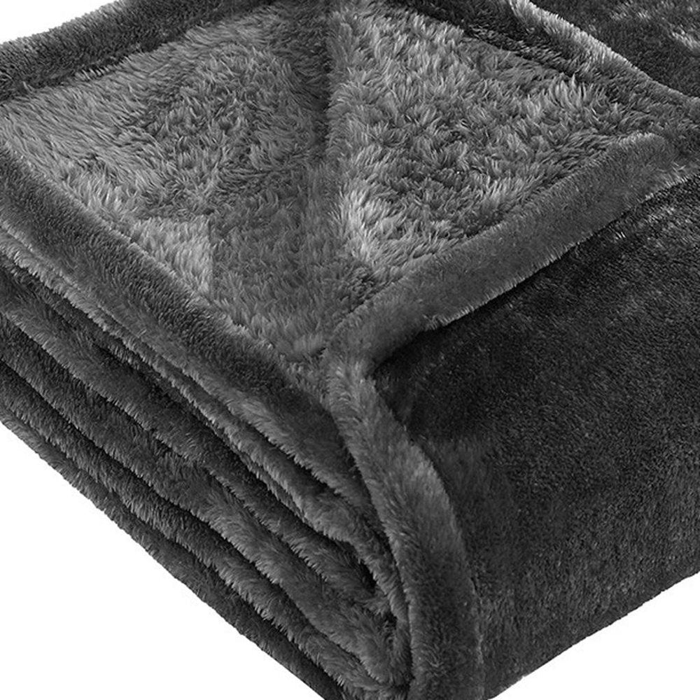 King Charcoal Fleece Knitted Plush Blanket