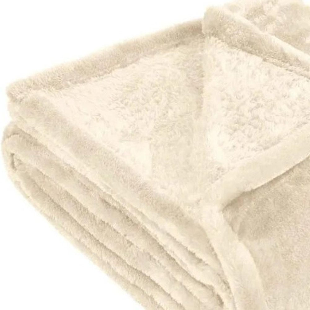 King Ivory Fleece Plain Weave Plush Blanket