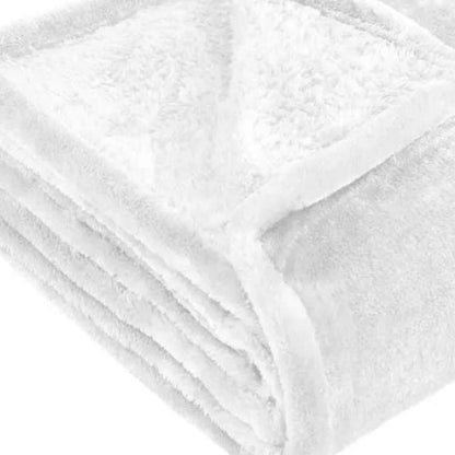 King White Fleece Plain Weave Plush Blanket