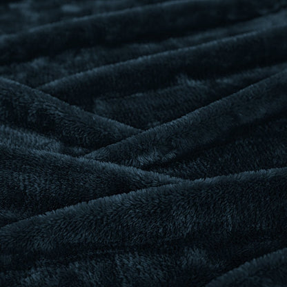14" X 15" Navy Blue Fleece Knitted Plush Throw Blanket
