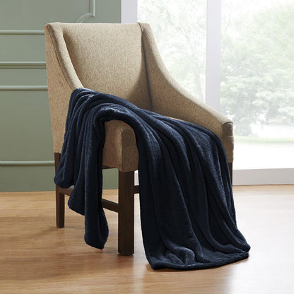 14" X 15" Navy Blue Fleece Knitted Plush Throw Blanket