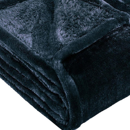14" X 15" Navy Blue Fleece Knitted Plush Throw Blanket