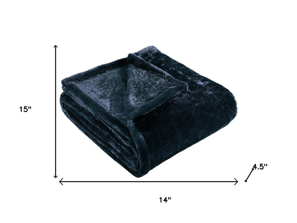 14" X 15" Navy Blue Fleece Knitted Plush Throw Blanket