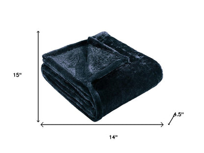 14" X 15" Navy Blue Fleece Knitted Plush Throw Blanket