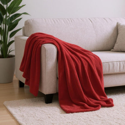 14" X 15" Red Fleece Knitted Plush Throw Blanket