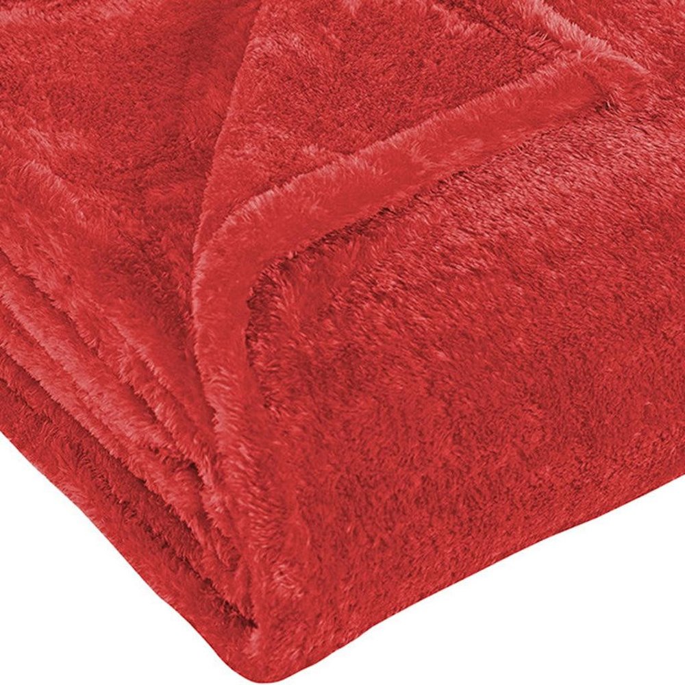 14" X 15" Red Fleece Knitted Plush Throw Blanket