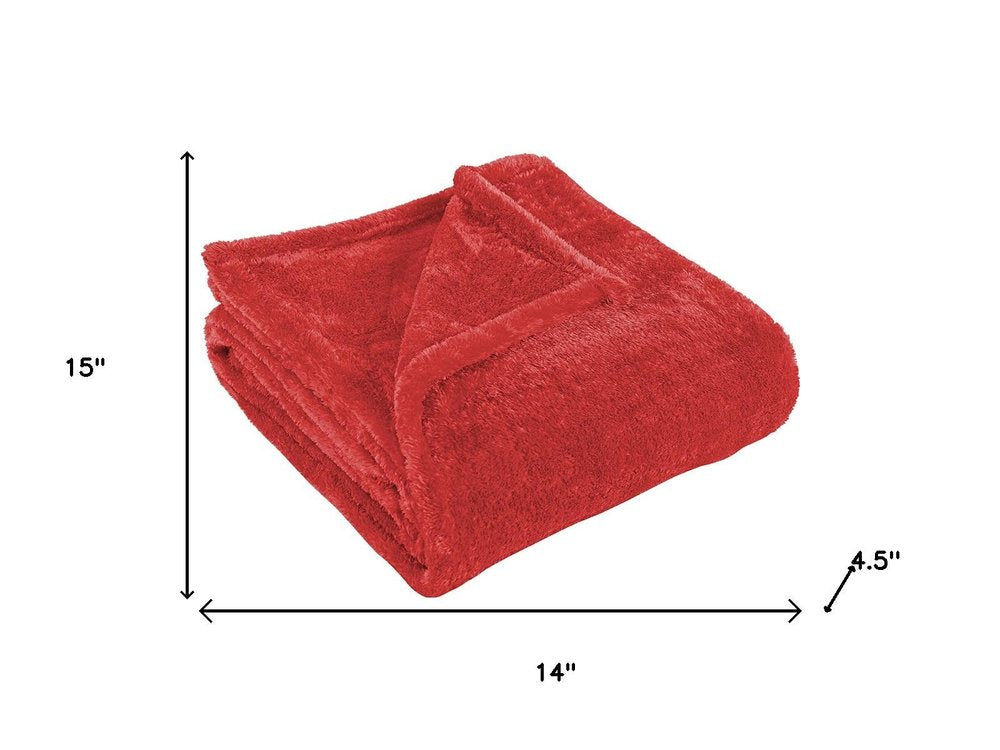 14" X 15" Red Fleece Knitted Plush Throw Blanket