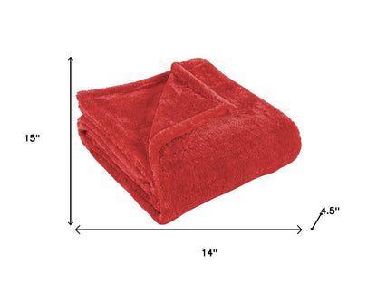 14" X 15" Red Fleece Knitted Plush Throw Blanket