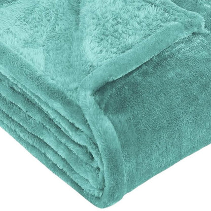 14" X 15" Turquoise Fleece Knitted Plush Throw Blanket