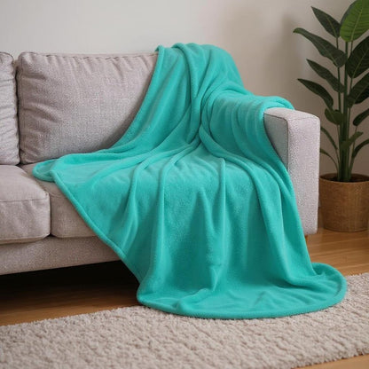 14" X 15" Turquoise Fleece Knitted Plush Throw Blanket