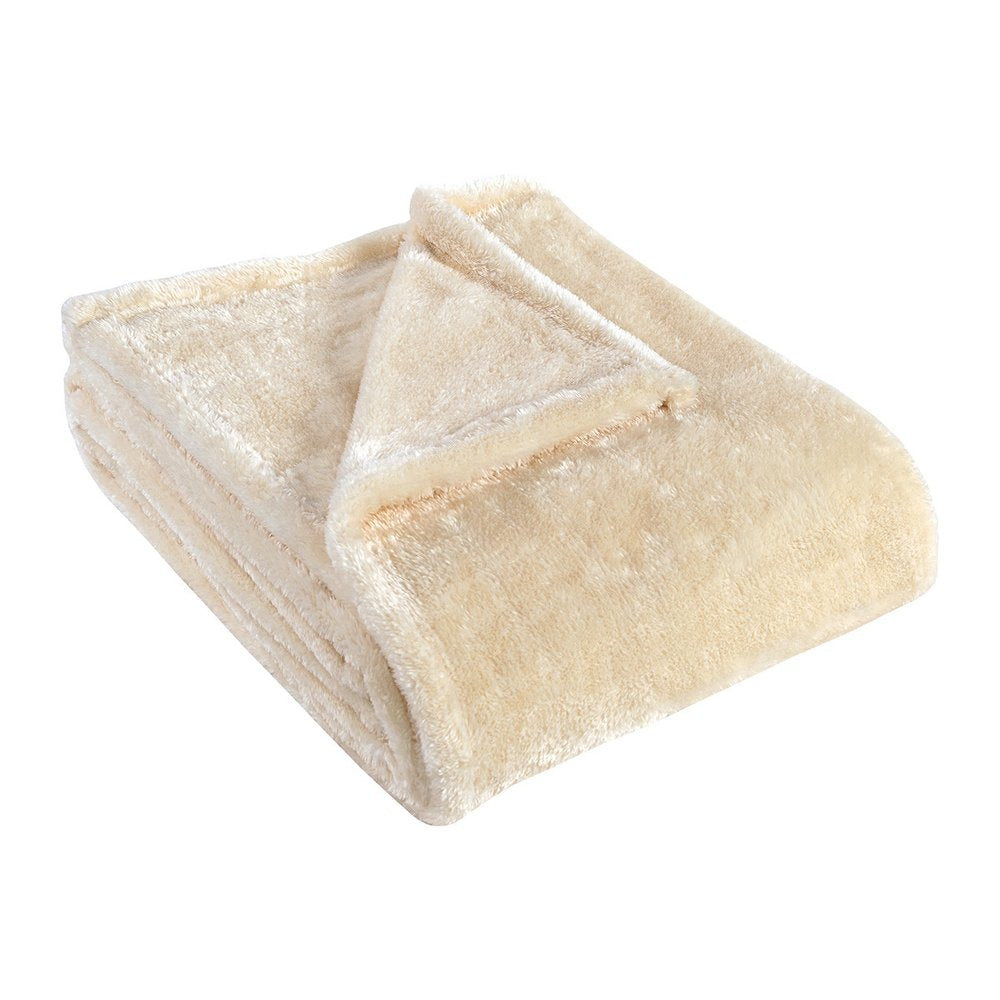 Twin Ivory Fleece Knitted Plush Blanket