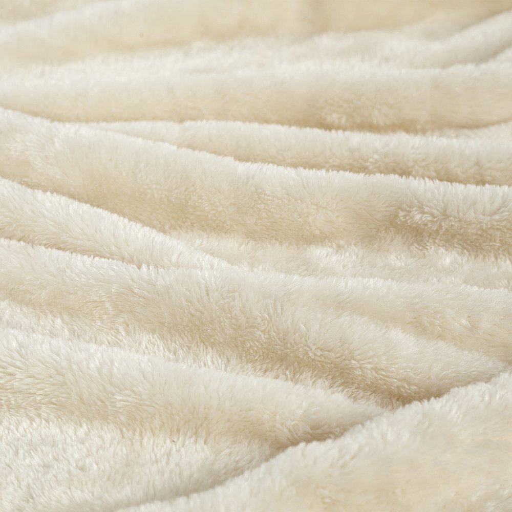 Twin Ivory Fleece Knitted Plush Blanket