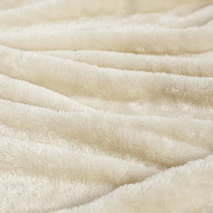 Twin Ivory Fleece Knitted Plush Blanket