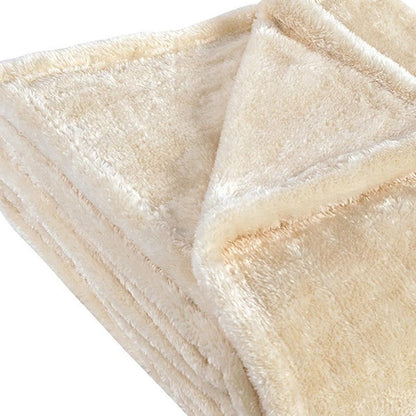 Twin Ivory Fleece Knitted Plush Blanket