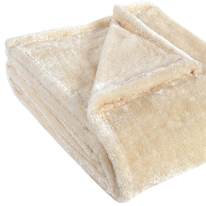 Twin Ivory Fleece Knitted Plush Blanket