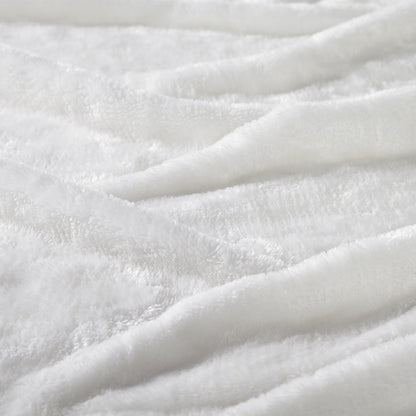 Twin White Fleece Knitted Plush Blanket