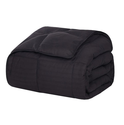 King Black Cotton Plain Weave Striped Blanket
