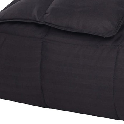 King Black Cotton Plain Weave Striped Blanket